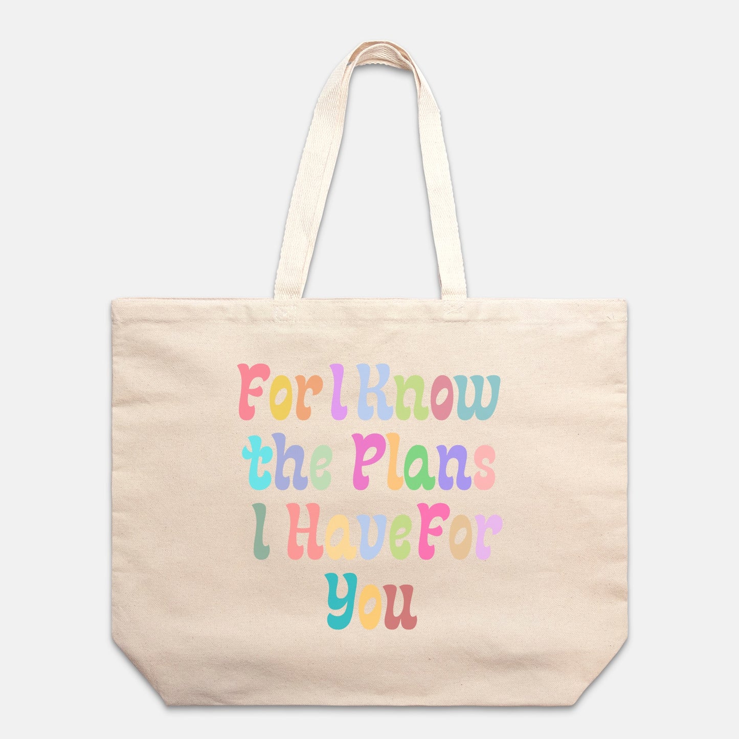 For I Know the Plans I Have For You Oversized Christian Canvas Tote Bag (Jeremiah 29:11)