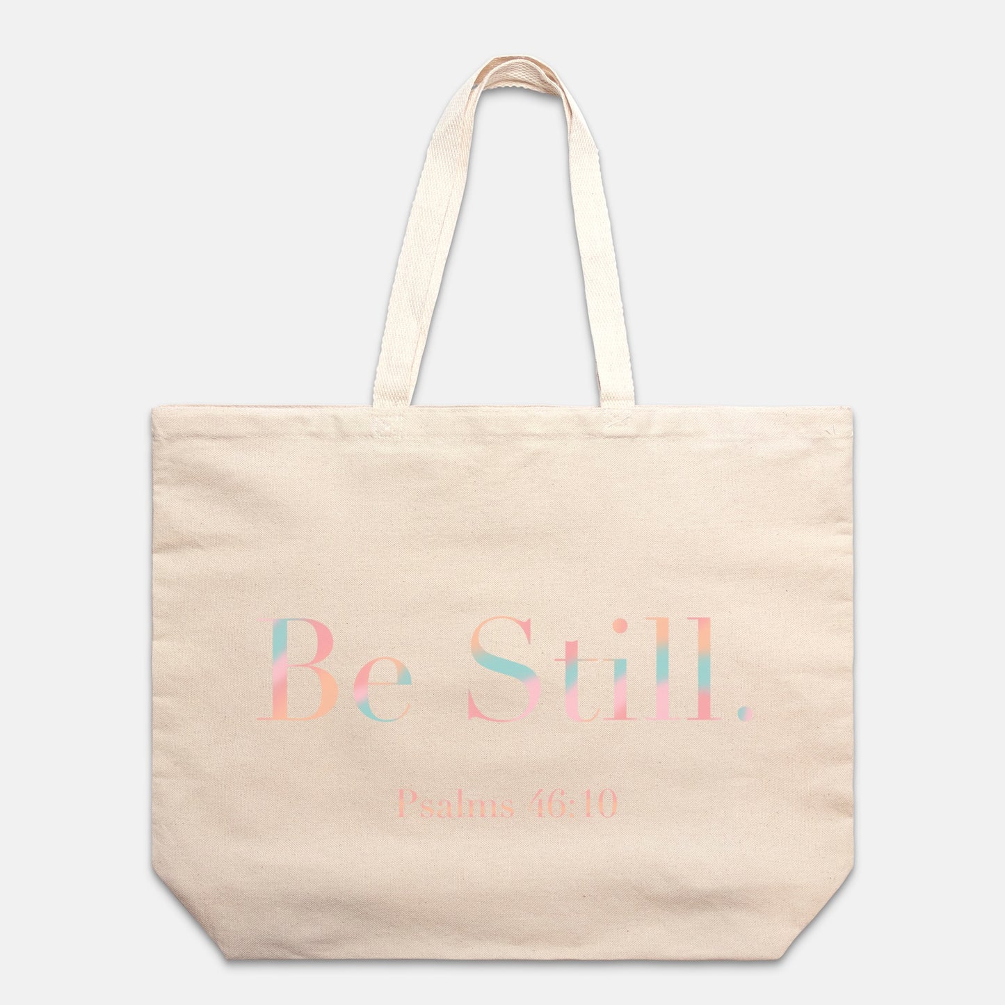 Be Still Oversized Christian Canvas Tote Bag (Psalms 46:10)