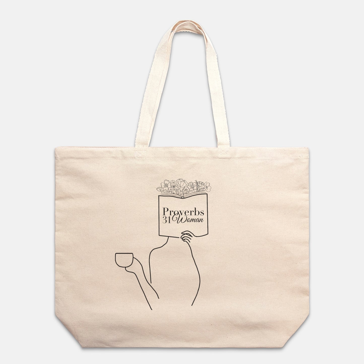 Proverbs 31 Woman Oversized Christian Canvas Tote Bag