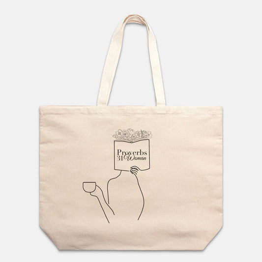 Proverbs 31 Woman Oversized Christian Canvas Tote Bag