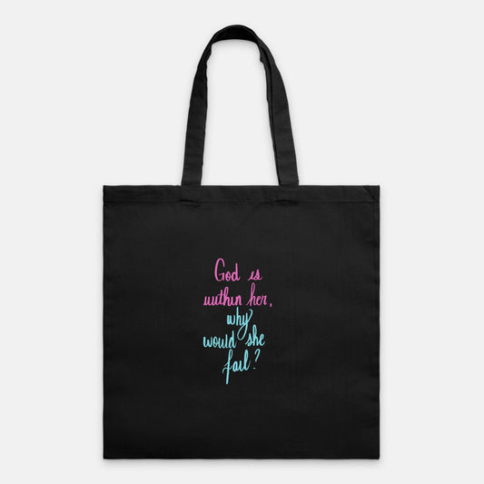 God is Within Her Why Would She Fail Lightweight Christian Canvas Tote Bag (Psalms 46:5)